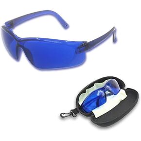 Generic Golf Ball Finder Glasses Full Gift Set, UV Resistant Blue Lens, Sporty Golf Sunglasses Locating Eyewear for Outdoor Course, Complete Zipper Case & Cleaning Cloth