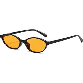 Retro Oval Sunglasses for Women Fashion Cat Eye Sunnies Trendy Small Lightweight Narrow Shades