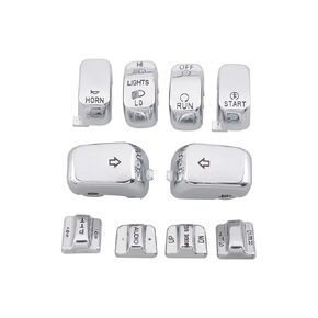 Chrome Hand Control Switch Housing Caps for Harley Touring Street/Electra Glide FLHT FLHTC FLHX 1996-2013 Motorcycle 10 pcs Hand Control Switch Housing Buttons Caps