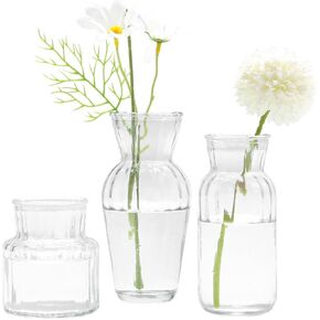 Small Vases for Flowers, Set of 3 Glass Vases for Centerpieces, Blue Vases for Centerpieces, Mini Vases for Flowers, Small Flower Vases for Wedding, Table Decoration, Home