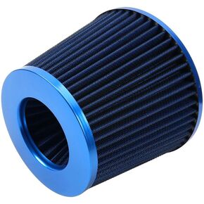 Black 3" Inlet High Flow Clamp-On Cold Air Intake Filter Cleaner 76mm Cone Replacement Dry Air Filter
