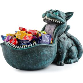 Cat Candy Bowl Cheshire Cat Statue Large Candy Dish for Office Desk Key Bowl for Entryway Table Indoor Planter Decorative Bowls for Home Big Mouth Cat Gifts