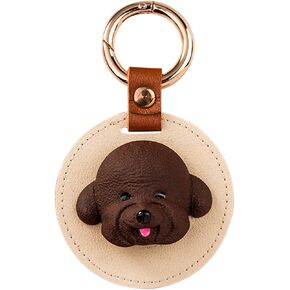 Poodle Key Chain - Leather Charm Keyring, Stylish Pendant for Handbags, Purses and Backpacks - for Women Men Girls