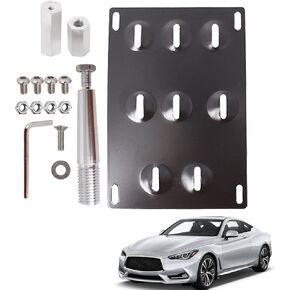 License Plate Holder Front Bumper License Plate Tow Hook Mount Bracket Replacement for G37 Q50 Q60