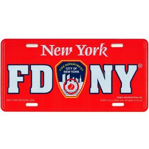 Artisan Owl FDNY, Fire Department of New York License Plate - Red