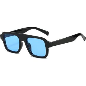 Retro Square Sunglasses for Women Men Trendy Thick Frame Square Aviator Sun Glasses 70s Vintage Shades