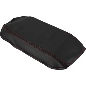 Unifizz Microfiber Leather Center Console Cover Auto Armrest Protective Cover Pad for Honda Civic 2006 2007 2008 2009 2010 2011 Black Leather with Red Stitching