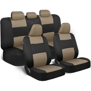 BDK PolyPro Car Seat Covers Full Set in Blue Gray on Black, Front and Rear Split Bench Seat Covers for Cars, Easy to Install Car Seat Cover Set, Car Accessories for Auto Trucks Van SUV - Blue Gray