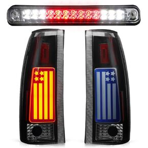 Tail Light Assembly + 3rd Brake Light Fit for Chevy GMC C/K 1500 2500 3500 88-99, for Chevy Silverado 94-98, for Blazer 92-94, Pickup Truck Taillights and High Mount Stop Light, 3 Pcs, Smoke Lens in Kuwait
