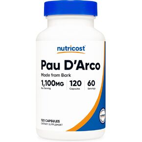 Nutricost PAU D'Arco Inner Bark 1100mg, 120 Vegetarian Capsules (60 Serv) - Non-GMO & Gluten Free
