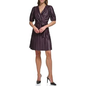 DKNY womens Pleated Wear to Work Faux Wrap Dress
