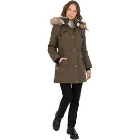 Nine West Womens Cold Weather Parka With ZipOffHood