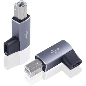 USB B Printer Adapter, Type-C MIDI Converter, 90 Degree USB C Female to MIDI Male Adapter, Suitable for Printer, Electric Piano, Laptops and More Type-C Devices.(2pack, Black)