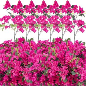 24 Pack Silk Bougainvillea Artificial Bougainvillea Floral 30.31 Inches Long Bougainvillea Plants Hanging Flowers for Home Wedding Indoor Outdoor Decorations Centerpieces (Rose Purple)