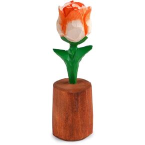 Ornalrist Hand Carved Wood Red Rose, Mother's Day Birthday Gifts for Mom, Handmade Forever Rose Gifts for Women Wife, Home Office Deco