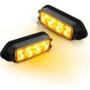 2-Pack Amber Strobe Lights Grille Lamp Surface Mount Flashing Lights LED Emmergency Warning Lights Compatible for Trucks Vehicles Police Motorcycle Drone Aircraft Bike(Amber)