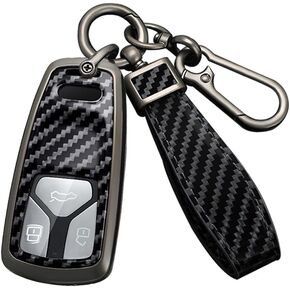 HIBEYO PVC Carbon Fiber Texture Key Fob Cover for Audi A4 S4 RS4 B9 A5 F5 S5 RS5 A6 A7 C8 A8 S8 D5 Q2 Q5 SQ5 FY Q7 SQ7 4M TT FV TTS TTRS R8 Smart Key Cover Accessories-Black