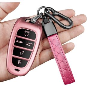 Sindeda for Hyundai Key Fob Cover with Keychain Soft Full Protection Key Shell Key Case Compatible with 2019 2020 2021 2022 Sonata Tucson (Blue, 7 Buttons)