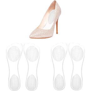2 Pairs 3/4 Gel Cushioning Inserts for Women Shoe, Non-sliping Adhesive Heel Inner Soles, Velvet Shoe Pads for Pumps, Sandals, Flats Boots (White)