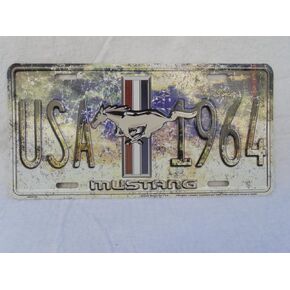 Ford Mustang USA Since 1964 License Plate TAG Pony Emblem for Bumper Frame New