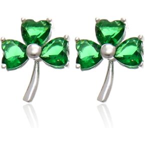 Alexander Castle 925 Sterling Silver Irish Shamrock CZ Celtic Earrings - St Patrick's Day Earrings for Women with Jewelry Gift Box