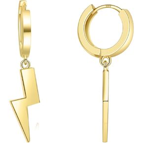 ToHeart Lightning Earrings Gold Dangle Earrings Hypoallergenic Lightning Bolt Earrings Dainty Earrings