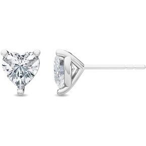 1-5 Carat (ctw) White Gold Heart Cut LAB GROWN Diamond Solitaire Earrings (Color H-I Clarity VS1-VS2)