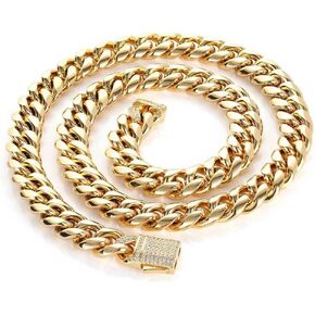 Miami Cuban Chain Necklace For Men,Stainless Steel/Cuban Link Chain For Men And Women Hip Hop Chain Necklace, 8mm/12mm/14mm,16-30 Inches Thick Heavy Cuban Link Chain For Men And Women