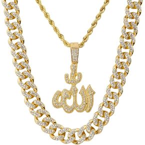 Techno Pave Men's Iced-Out Hip Hop Inspired 3-Piece Necklace Set