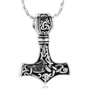 Mjolnir Thors Hammer Cremation Jewelry Urn Necklaces for Ashes for Men Women Celtic Knot Nordic Viking Memorial Human/Pet Ash Pendant Necklaces for Ashes Locket keepsakes Jewelry