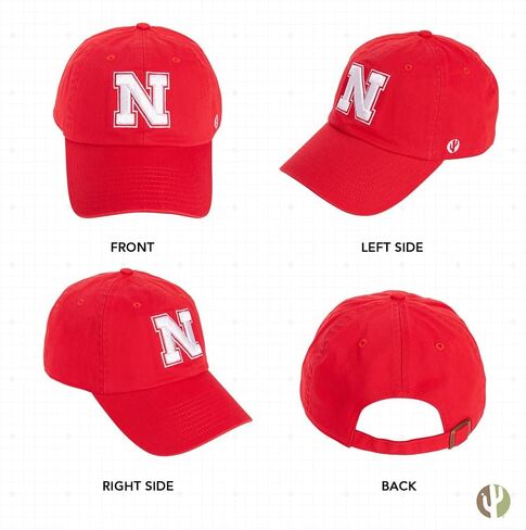 Desert Cactus University of Nebraska Baseball Hat Huskers GBR NU Brimmed Embroirderd Hats Cap Adjustable Cloth Strap Adult (Style B1) Black in Saudi Arabia
