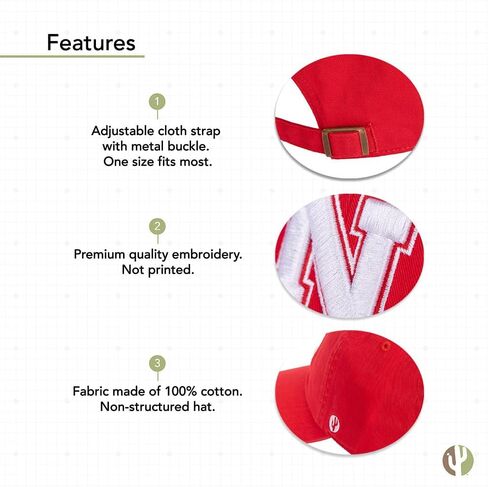Desert Cactus University of Nebraska Baseball Hat Huskers GBR NU Brimmed Embroirderd Hats Cap Adjustable Cloth Strap Adult (Style B1) Black in Saudi Arabia