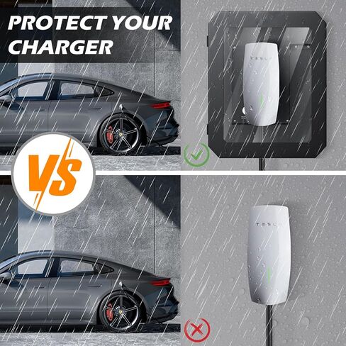 صندوق محطة الشحن لموصل الحائط Tesla Gen 3 وشاحن ChargePoint EV، حامل منظم الكابلات غطاء قفل مقاوم للمطر في الهواء الطلق، مقاوم للثلوج، مقاوم للغبار، مضاد للسرقة، ملحقات شحن المنزل in Kuwait