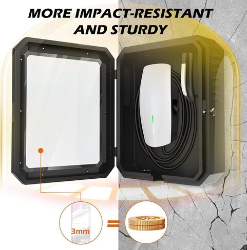 صندوق محطة الشحن لموصل الحائط Tesla Gen 3 وشاحن ChargePoint EV، حامل منظم الكابلات غطاء قفل مقاوم للمطر في الهواء الطلق، مقاوم للثلوج، مقاوم للغبار، مضاد للسرقة، ملحقات شحن المنزل in Kuwait