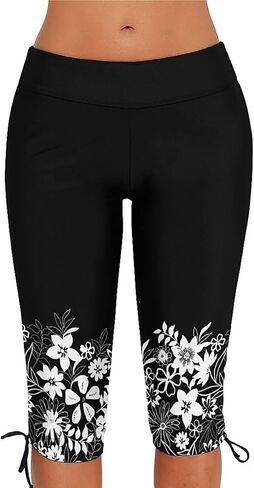 Urchics Womens Plus Size Rash Guard Capris High Waist Swimwear Bottoms Long Swim Shorts Tankini Bottom Swim Lengging in Kuwait