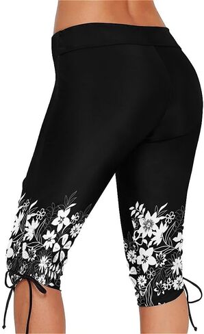 Urchics Womens Plus Size Rash Guard Capris High Waist Swimwear Bottoms Long Swim Shorts Tankini Bottom Swim Lengging in Kuwait