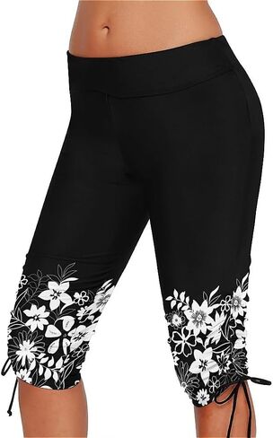 Urchics Womens Plus Size Rash Guard Capris High Waist Swimwear Bottoms Long Swim Shorts Tankini Bottom Swim Lengging in Kuwait