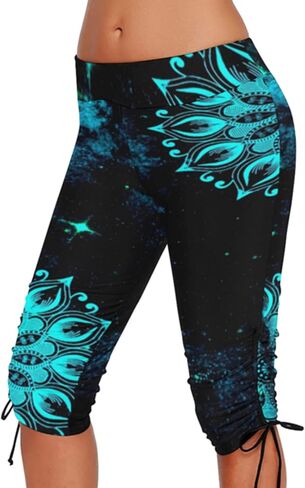 Urchics Womens Plus Size Rash Guard Capris High Waist Swimwear Bottoms Long Swim Shorts Tankini Bottom Swim Lengging in Kuwait