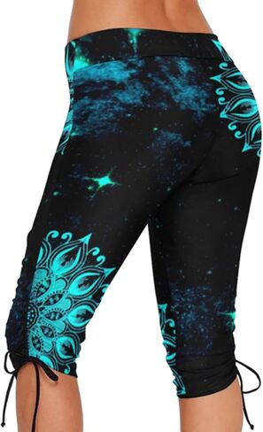 Urchics Womens Plus Size Rash Guard Capris High Waist Swimwear Bottoms Long Swim Shorts Tankini Bottom Swim Lengging in Kuwait