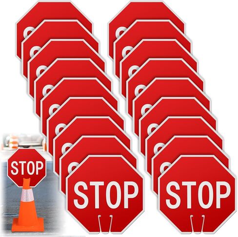 Geetery 6 Pcs Stop Signs 12 x 12 Inches Street Road Sign Traffic Warning Signs PVC Double Sided Traffic Cone Sign for Street Road Barricade Outdoor Weather Resistant Construction in Kuwait