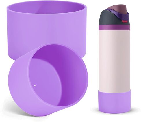 2 Pcs Owala Bottle Boot Silicone Compatible with Owala Kids Water Bottle 14 oz, Owala Rubber Bottom Cover Anti-Slip Protective Sleeve Owala Accessories Pink Green in Saudi Arabia