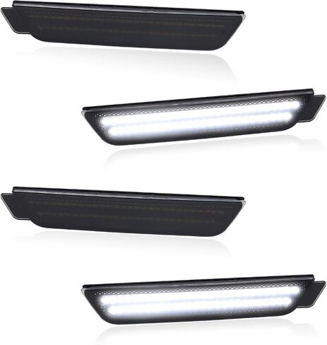 Front Rear Bumper Turn Signals Lights White LED Sidemarker Light Reflector Compatible with Chevy Camaro 2010-2015 Smoked Lens-4Pcs in Saudi Arabia