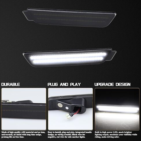 Front Rear Bumper Turn Signals Lights White LED Sidemarker Light Reflector Compatible with Chevy Camaro 2010-2015 Smoked Lens-4Pcs in Saudi Arabia