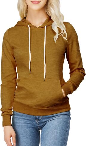 Women's Slim Fit Pullover Hoodie Lightweight Long Sleeve Kangaroo Pocket Basic Casual wear in Kuwait
