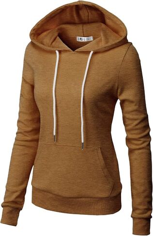 Women's Slim Fit Pullover Hoodie Lightweight Long Sleeve Kangaroo Pocket Basic Casual wear in Kuwait