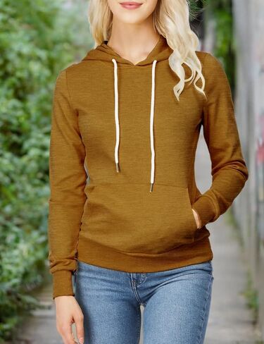 Women's Slim Fit Pullover Hoodie Lightweight Long Sleeve Kangaroo Pocket Basic Casual wear in Kuwait