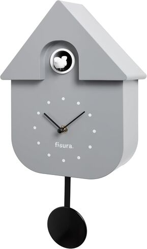 Fisura - Cuckoo Clock for Wall, Original Wall Clock with Pendulum for Gift, Bird Clock - 3 AA Batteries not Included. 9 x 12 x 4 inch. Material: ABS Plastic (Black) in Kuwait