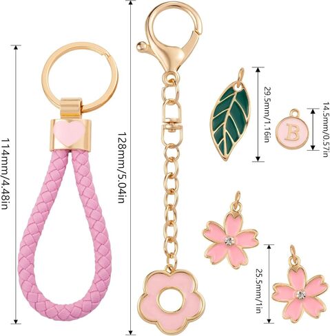 LAXPICOL Cute Pink Flower Letter A-Z Keychain for Women Bag Charms Purse Charms For Handbags Alphabet Initial Letter Keychain in Saudi Arabia