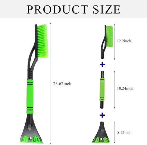 Snow Brush with Ice Scraper for Car, 24" Extendable Snow Brush Scraper with Foam Grip, Scratch Free Snow Brush with Detachable Ice Scraper for Windshield, Car Accessories (Red) in Kuwait