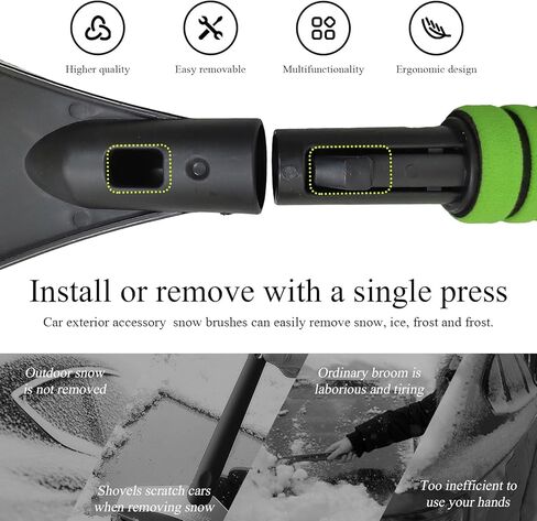 Snow Brush with Ice Scraper for Car, 24" Extendable Snow Brush Scraper with Foam Grip, Scratch Free Snow Brush with Detachable Ice Scraper for Windshield, Car Accessories (Red) in Kuwait